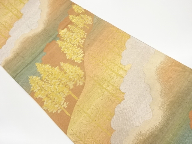 リサイクル　樹木模様織出し袋帯